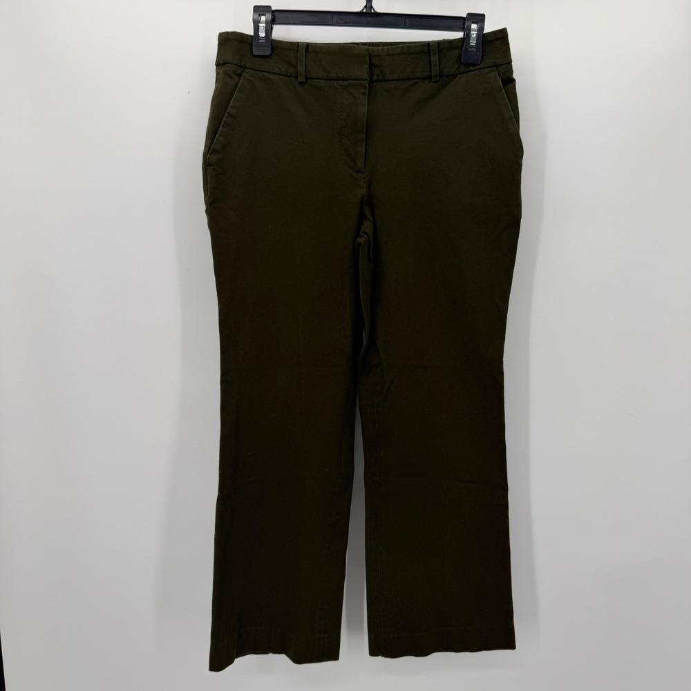 Talbots Newport Pant Curvy Petite 6P Olive Green Cotton Straight Leg Trousers